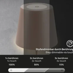 LED-bordlampe 7508012, brun, 2.700 K IP44 touchdæmper