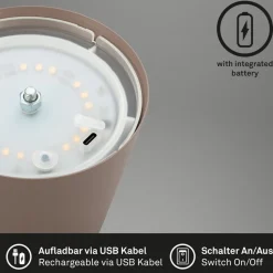 LED-bordlampe 7508012, brun, 2.700 K IP44 touchdæmper