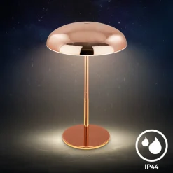 LED-bordlampe Brilo unplugged Caxa, kobberfarvet