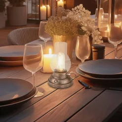 LED-bordlampe Brilo unplugged Kanea bronzefarvet 18 cm