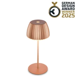 LED-bordlampe Brilo unplugged Riffle, 20 cm, kobber