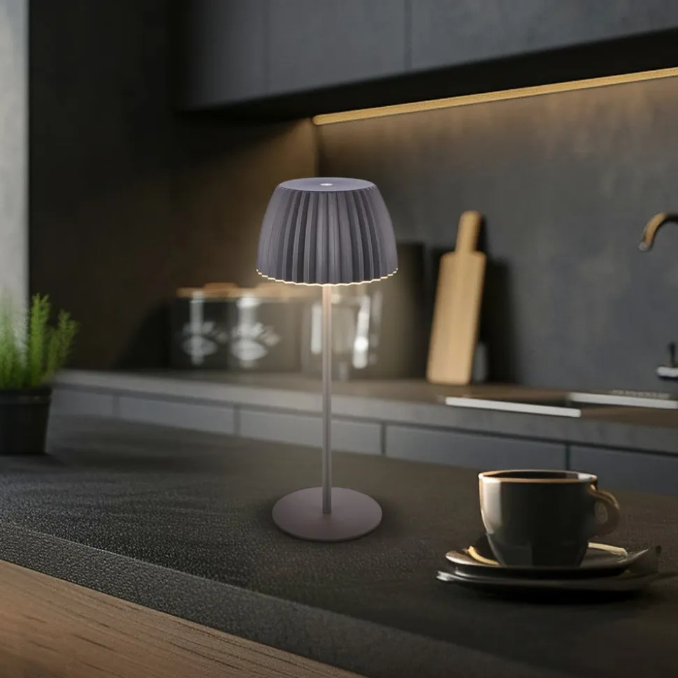 LED-bordlampe Brilo unplugged Riffle, 36 cm, antracit