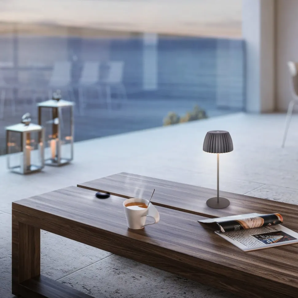 LED-bordlampe Brilo unplugged Riffle, 36 cm, antracit