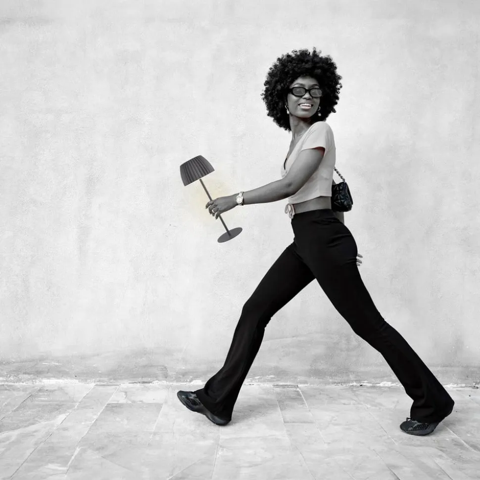 LED-bordlampe Brilo unplugged Riffle, 36 cm, antracit