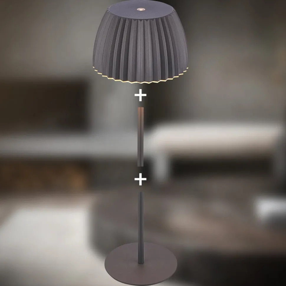 LED-bordlampe Brilo unplugged Riffle, 36 cm, antracit