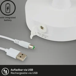 LED-bordlampe Campi, genopladeligt batteri, dæmpbar, hvid