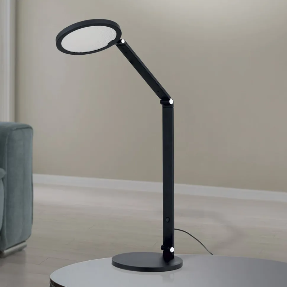 LED-bordlampe Fati, sort, højde 60 cm, aluminium, dæmper