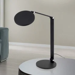 LED-bordlampe Fati, sort, højde 60 cm, aluminium, dæmper