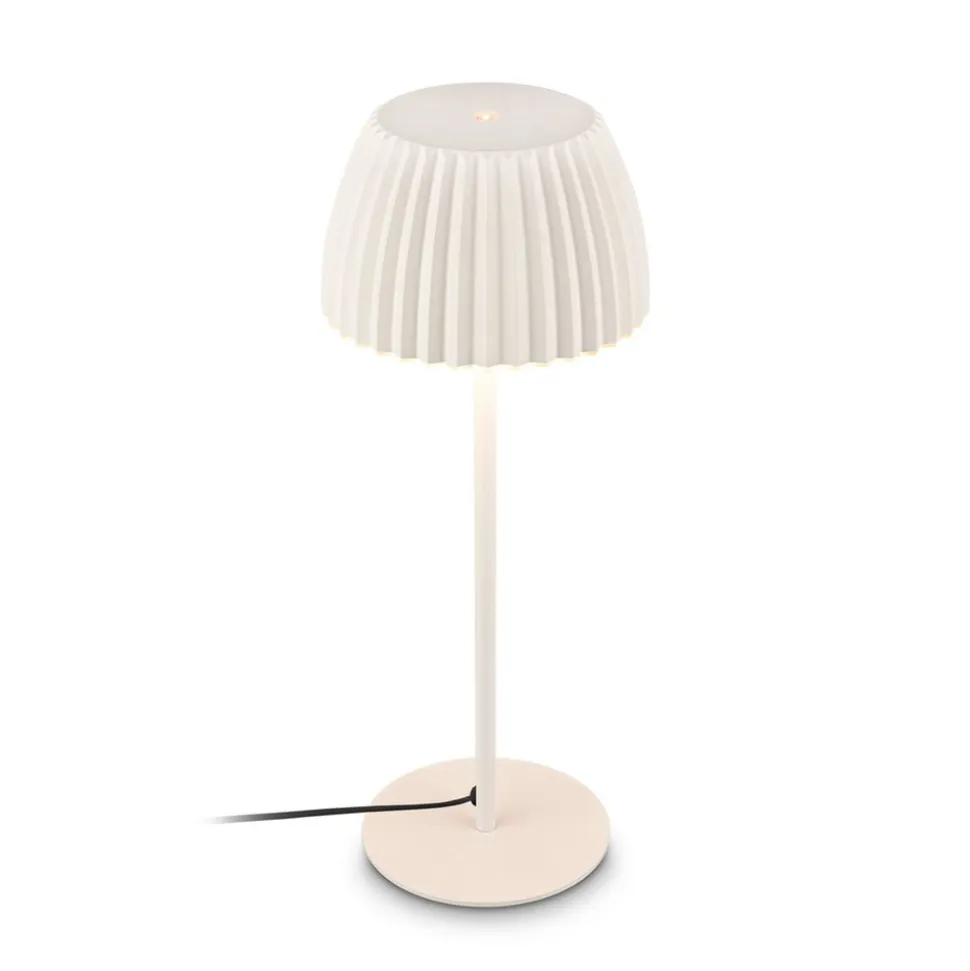 LED-bordlampe Loca, antik hvid, højde 36 cm, metal/plast