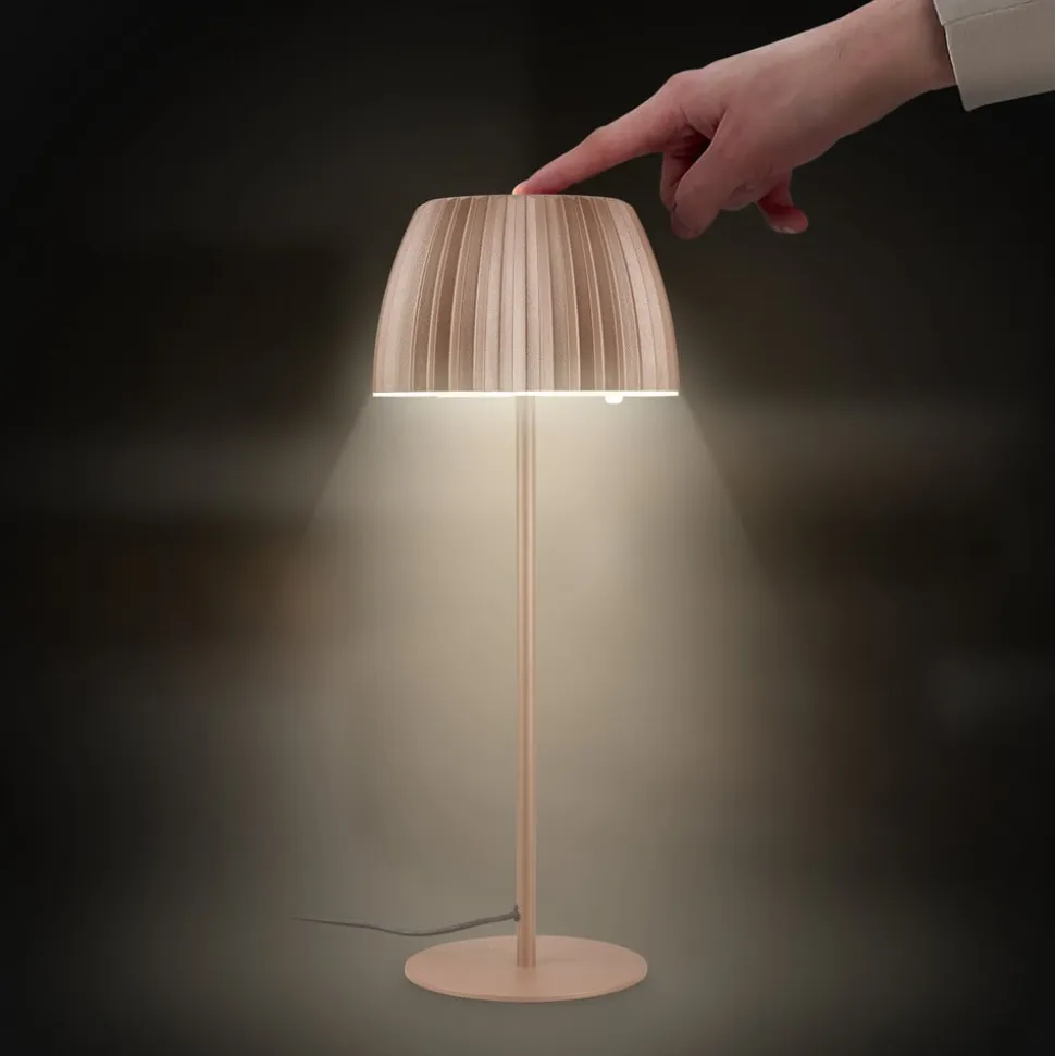 LED-bordlampe Loca, brun, højde 36 cm, metal/plast