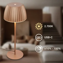 LED-bordlampe Loca, brun, højde 36 cm, metal/plast