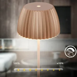 LED-bordlampe Loca, brun, højde 36 cm, metal/plast