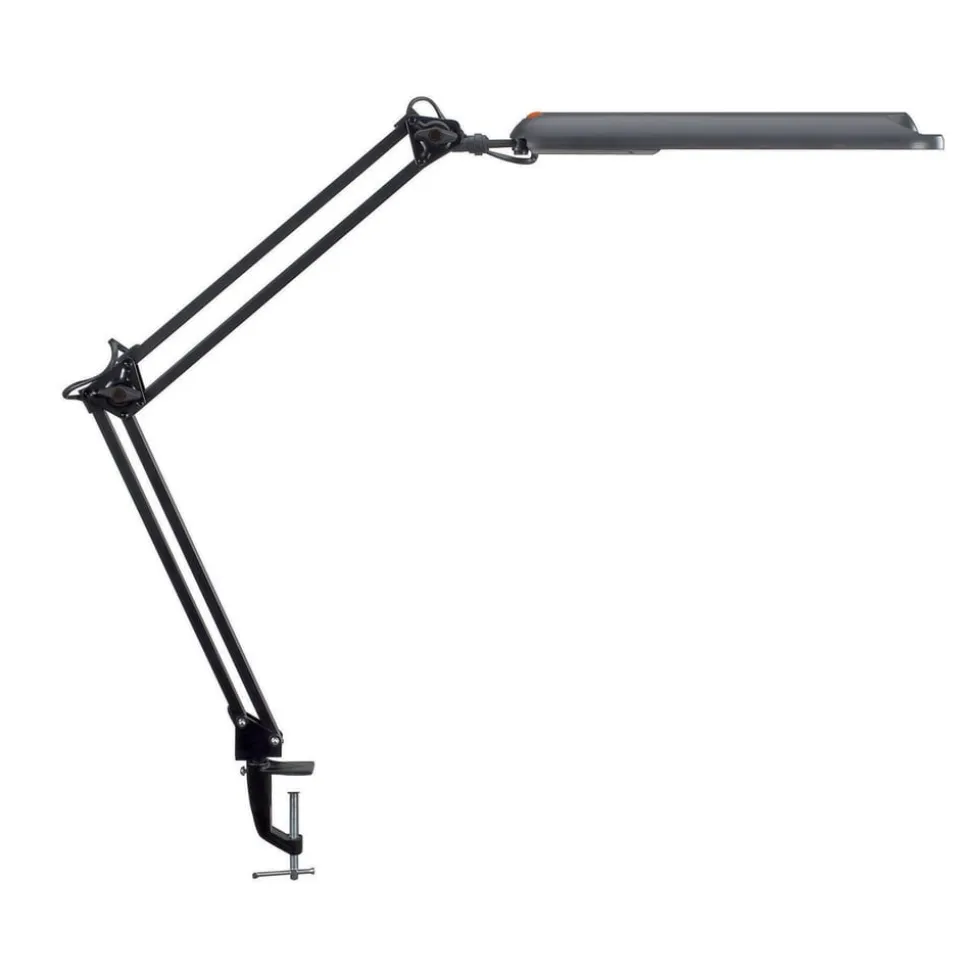 LED-bordlampe MAULatlantic, sort, højde 38 cm, klemmefod