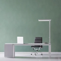 LED-bordlampe MAULjaval, sølv, 120 cm, dæmpbar, klemmefod