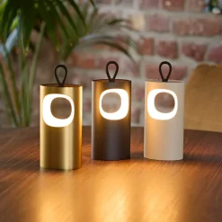 LED-bordlampe med batteri Lunari, guldfarvet 16 cm metal CCT IP44