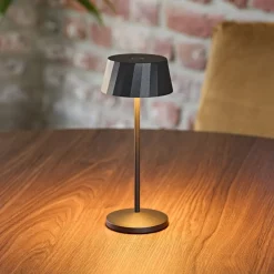 LED-bordlampe med batteri Facetta, 3-pak, sort, 22 cm, IP44