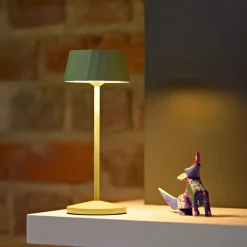 LED-bordlampe med batteri Facetta, grøn, højde 22 cm, metal, CCT