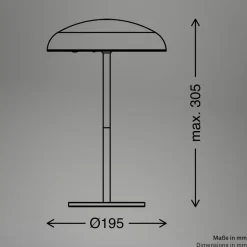 LED-bordlampe med batteri Brilo unplugged Caxa, sort/messing