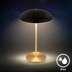 LED-bordlampe med batteri Brilo unplugged Caxa, sort/messing