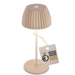 LED-bordlampe med batteri Brilo unplugged Riffle, 20 cm, beige
