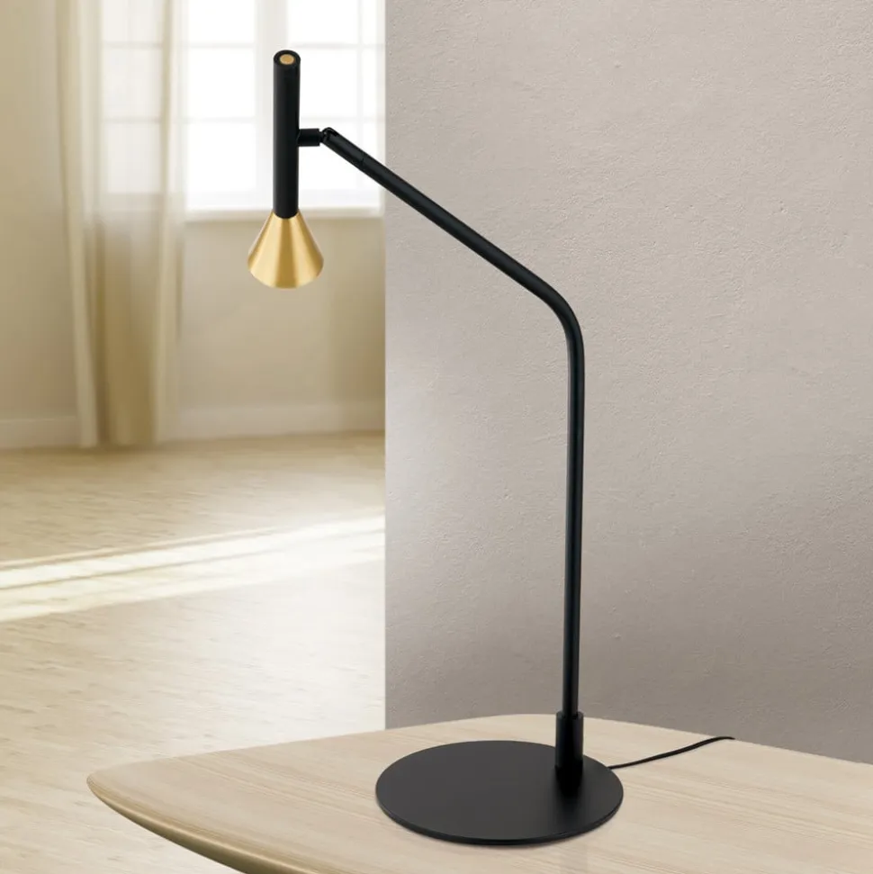 LED-bordlampe Odeon, sort, drejelig