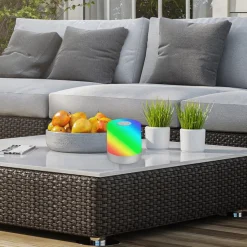 LED-bordlampe Smal, krom, RGBW, plast, 7 cm