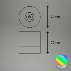 LED-bordlampe Smal, krom, RGBW, plast, 7 cm