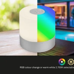 LED-bordlampe Smal, krom, RGBW, plast, 7 cm