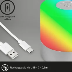 LED-bordlampe Smal, krom, RGBW, plast, 7 cm