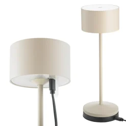 LED-bordlampe Veluna, beige, højde 25 cm, IP44, dæmpbar CCT