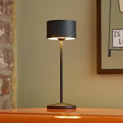 LED-bordlampe Veluna, sort, højde 25 cm IP44 dæmpbar CCT