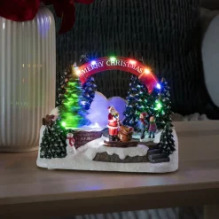 LED-dekolampe julemand og børn, med musik