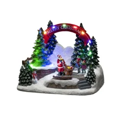 LED-dekolampe julemand og børn, med musik