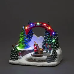 LED-dekolampe julemand og børn, med musik