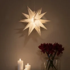 LED-dekolampe papirstjerne, 3D, hvid, dæmpbar