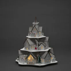 LED-dekolampe træsilhuet huse, hvid