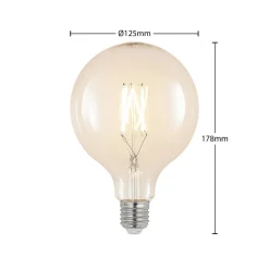 LED-filament E27 6 W 2.700 K G125 Globe klar 3 stk