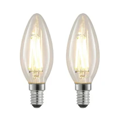 LED-filamentpære E14 4 W 827 kerte, dæmpes, 2 stk