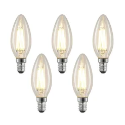 LED-filamentpære E14 4 W 827 kerte, dæmpes, 5 stk