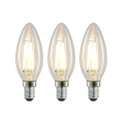 LED-filamentpære E14 4 W 827 kerte, dæmpes, 3 stk