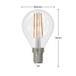 LED-filamentpære E14 4W 2.700 K dråbe dæmpes 3 stk