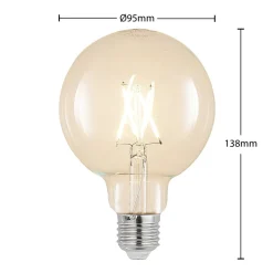 LED-filamentpære E27 4W 2.700K G95 Globe, glødetråd, klar