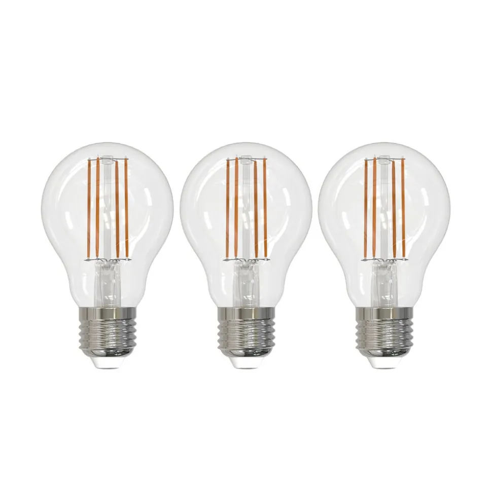 LED-filamentpære E27 6W klar 2.700K dæmpbar sæt med 3 stk