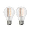 LED-filamentpære E27 8W klar 2.700K dæmpbar sæt med 2 stk