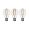 LED-filamentpære E27 8W klar 2.700K dæmpbar sæt med 3 stk