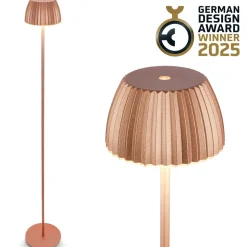 LED-gulvlampe Brilo unplugged Riffle, kobberfarvet