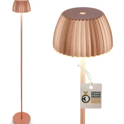 LED-gulvlampe Brilo unplugged Riffle, kobberfarvet