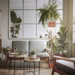 LED-gulvlampe Brilo unplugged Riffle, kobberfarvet