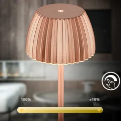 LED-gulvlampe Brilo unplugged Riffle, kobberfarvet