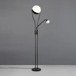 LED-gulvlampe Chris, sort, metal, læselampe, dæmper